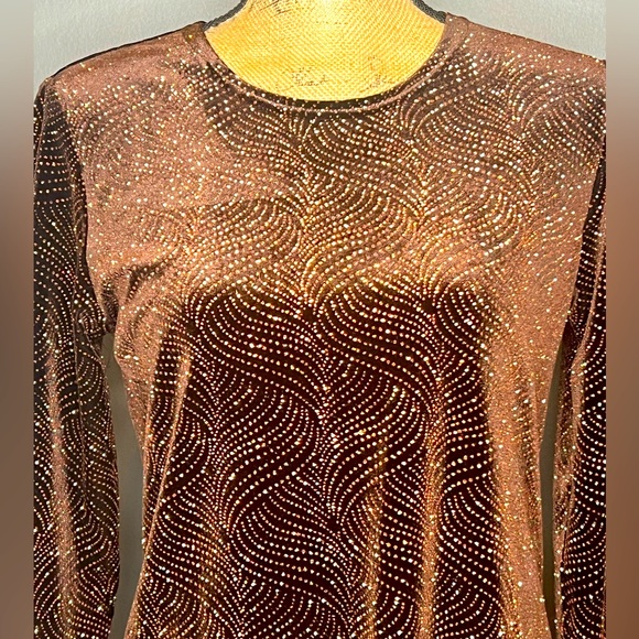 NWT Vintage Two Piece Brown Long Sleeve Top and Pants with Elastic Waist - Picture 2 of 11